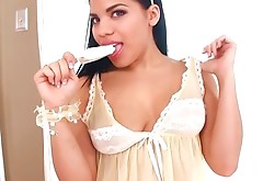 sexy latin babe sucking a big cock