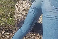 Wetting my Jeans Outdoors Public Pee in Pants