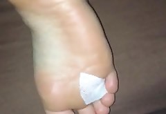 Cum over GF toes and clothes