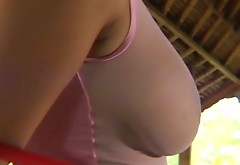 Tremendously hot Japanese nympho Diana Okuai flashes her big tits