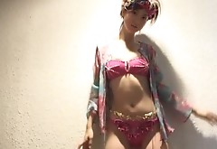 Curvy pale skin beauty Aki Hoshino loves wearing shiny lingerie