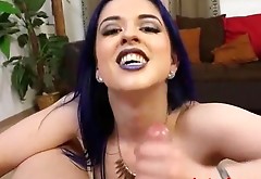 Amazing blow job blue haired goth girl