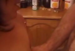 Busty amateur mom sucks and fucks in the kitchen