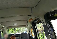 Sexy redhead asks for sex in fake taxi