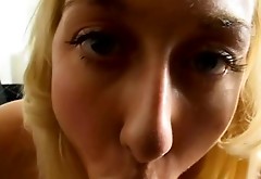 Lewd ordinary pale blondie Goldie Coxx sucks a tasty lollicock for sperm