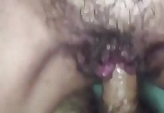 White wife with hairy cunt has cowgirl sex