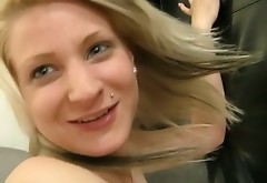 Bodacious and flirtatious blonde whore gets fucked from behind