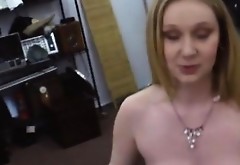 Lovely amateur blonde babe gets fucked for a pearl necklace