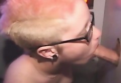 Pink Haired Amateur Emo Slut Sucking Dick At A Glory Hole
