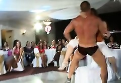 Male strippers dance at the party