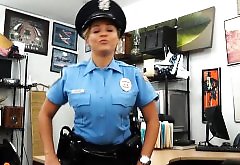 Busty police officer pawns her weapon and fucked by pawn man