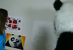 Horny Panda dressed fuck freak drills dark head bitchy teen in pile driver pose