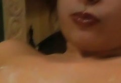 Plump teen with juicy boobs examines her wet slit in solo