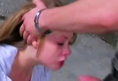 Sexy hot girl gets paid for deep throat